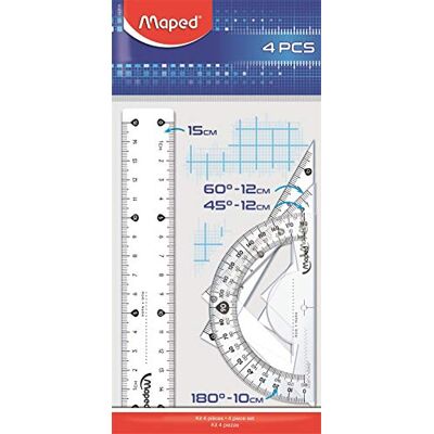 Maped 15 cm 4 pièces-Kit géométrie Start 242815 un seul produit) - Publicité Maped 15 cm 4 pièces-Kit géométrie Start 242815 un seul produit) - Publicité