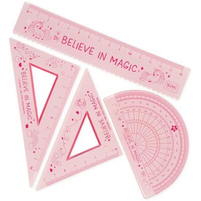 LEGAMI Set de géométrie, Set avec règle de 15 cm, équerre de 60° de 10 cm, goniomètre de 180° pour l'école, mallette incluse, matériau flexible, thème Unicorn - Publicité LEGAMI Set de géométrie, Set avec règle de 15 cm, équerre de 60° de 10 cm, goniomètre de 180° pour l'école, mallette incluse, matériau flexible, thème Unicorn - Publicité