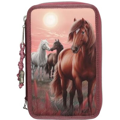 Depesche 13680 Miss Melody Dreamland Trousse à Crayons à 3 Compartiments remplie, Couleur Baie, avec Motif de Chevaux, Trousse et Bien Plus Encore - Publicité Depesche 13680 Miss Melody Dreamland Trousse à Crayons à 3 Compartiments remplie, Couleur Baie, avec Motif de Chevaux, Trousse et Bien Plus Encore - Publicité