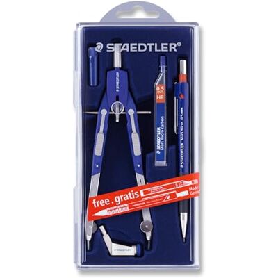Staedtler Mars Comfort, Compas technique à réglage rapide et micrométique en composite métal-plastique, Coffret avec élément mine, adaptateur universel et 1 porte-mine Mars Micro offert, 552 01 PR1 - Publicité Staedtler Mars Comfort, Compas technique à réglage rapide et micrométique en composite métal-plastique, Coffret avec élément mine, adaptateur universel et 1 porte-mine Mars Micro offert, 552 01 PR1 - Publicité