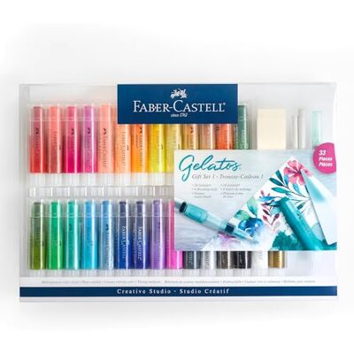 Faber-Castell Gelatos Coffret cadeau original – 28 couleurs – Ensemble de bâtons de couleur multi-usages, coffret cadeau de 34 pièces - Publicité Faber-Castell Gelatos Coffret cadeau original – 28 couleurs – Ensemble de bâtons de couleur multi-usages, coffret cadeau de 34 pièces - Publicité