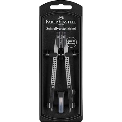 Faber-Castell Compas à réglage rapide articulé argent - Publicité Faber-Castell Compas à réglage rapide articulé argent - Publicité
