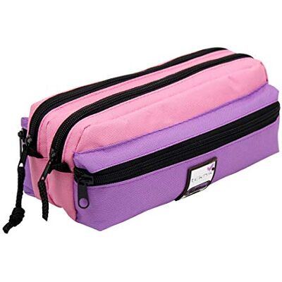 Viquel Trousse Scolaire Teknik 4 Compartiments Rose/Violet - Publicité Viquel Trousse Scolaire Teknik 4 Compartiments Rose/Violet - Publicité