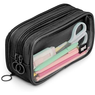 ZIPIT Half & Half Trousse Scolaire, Étui à Crayon Grande Capacité, Noir - Publicité ZIPIT Half & Half Trousse Scolaire, Étui à Crayon Grande Capacité, Noir - Publicité