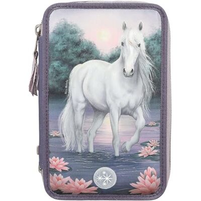 Depesche Miss Melody 12947 3 Compartiments remplis en Violet, avec LED, nénuphars et Chevaux, Trousse, règle, Ciseaux, etc - Publicité Depesche Miss Melody 12947 3 Compartiments remplis en Violet, avec LED, nénuphars et Chevaux, Trousse, règle, Ciseaux, etc - Publicité