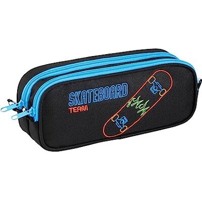 Viquel Trousse Scolaire 2 Compartiments Grande Capacité SKATE TEAM Noir - Publicité Viquel Trousse Scolaire 2 Compartiments Grande Capacité SKATE TEAM Noir - Publicité