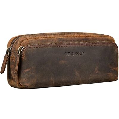 STILORD Grande Trousse Scolaire Cuir Trousse Stylo Adulte Plumier Vintage idéal comme Trousse de Maquillage Pochette Étui pour Crayons en Cuir Couleur:Kreta Brun - Publicité STILORD Grande Trousse Scolaire Cuir Trousse Stylo Adulte Plumier Vintage idéal comme Trousse de Maquillage Pochette Étui pour Crayons en Cuir Couleur:Kreta Brun - Publicité