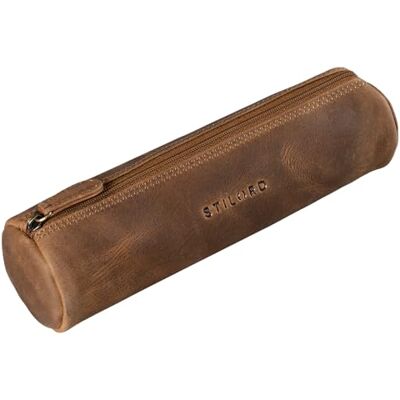 STILORD Trousse Ronde Cuir Scolaire Vintage Plumier Pochette Porte-Plume Étui à Crayons pour Hommes Femmes Pencil Case de Cuir Véritable Couleur:Marron Moyen - Publicité STILORD Trousse Ronde Cuir Scolaire Vintage Plumier Pochette Porte-Plume Étui à Crayons pour Hommes Femmes Pencil Case de Cuir Véritable Couleur:Marron Moyen - Publicité