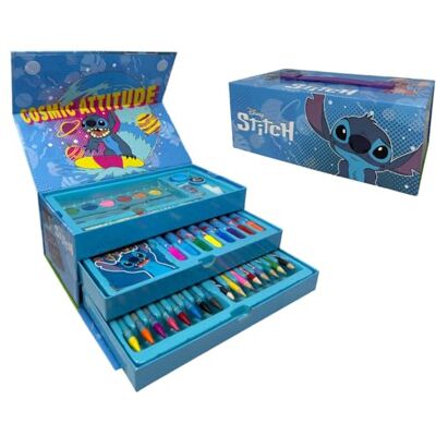 CARTOON Trousse de dessin et peinture Disney Lilo & Stitch pour enfants Set de 52 pièces comprenant des couleurs et fournitures de bureau Boîte à tiroirs - Publicité CARTOON Trousse de dessin et peinture Disney Lilo & Stitch pour enfants Set de 52 pièces comprenant des couleurs et fournitures de bureau Boîte à tiroirs - Publicité