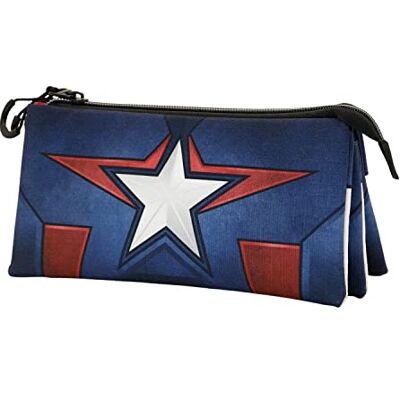 Marvel Captain America Courage-Trousse Triple ECO, Bleu - Publicité Marvel Captain America Courage-Trousse Triple ECO, Bleu - Publicité