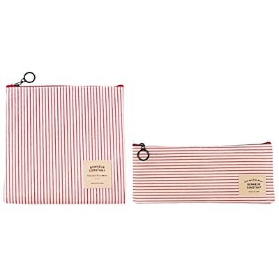 NOVAGO Lot de 2 Trousses Pochettes Scolaires, fourre Tout, Trousse à Crayons, Petite Trousse à Maquillage Série Bonheur (Rayures Rouges) - Publicité NOVAGO Lot de 2 Trousses Pochettes Scolaires, fourre Tout, Trousse à Crayons, Petite Trousse à Maquillage Série Bonheur (Rayures Rouges) - Publicité