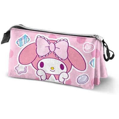 Hello Kitty My Melody Sweets-Trousse Triple, Rose 23 x 11 cm - Publicité Hello Kitty My Melody Sweets-Trousse Triple, Rose 23 x 11 cm - Publicité