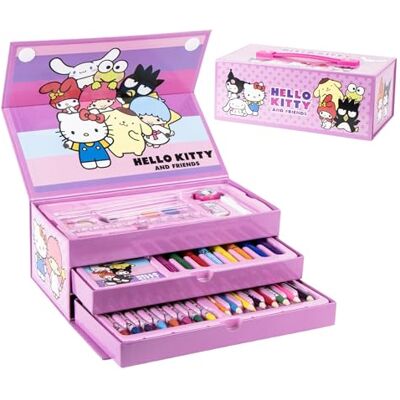 Hello Kitty Ensemble de Papeterie Comprenant Crayons de Couleur, Feutres, Aquarelles, Pinceau, éponge, Crayon à Papier, Taille-Crayon, Gomme, Crayons de Cire, Cahier, Trousse, Kit Scolaire pour Filles - Publicité Hello Kitty Ensemble de Papeterie Comprenant Crayons de Couleur, Feutres, Aquarelles, Pinceau, éponge, Crayon à Papier, Taille-Crayon, Gomme, Crayons de Cire, Cahier, Trousse, Kit Scolaire pour Filles - Publicité