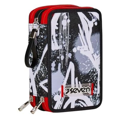 Seven Trousse 3 Compartiments, Noir, Triple Compartiment, avec Crayons, marqueurs, Couleurs, Accessoires Sac à Dos, élémentaires, Moyennes, supérieures, Enfant et garçon, Noir, Taglia Unica, Scolaire - Publicité Seven Trousse 3 Compartiments, Noir, Triple Compartiment, avec Crayons, marqueurs, Couleurs, Accessoires Sac à Dos, élémentaires, Moyennes, supérieures, Enfant et garçon, Noir, Taglia Unica, Scolaire - Publicité