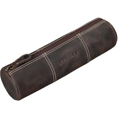 STILORD Trousse Stylo Cuir Vintage Plumier Pochette Ronde Porte-Plume Étui à Crayons Trousse Scolaire pour Hommes Femmes Bureau de Cuir Véritable Couleur:Marron foncé - Publicité STILORD Trousse Stylo Cuir Vintage Plumier Pochette Ronde Porte-Plume Étui à Crayons Trousse Scolaire pour Hommes Femmes Bureau de Cuir Véritable Couleur:Marron foncé - Publicité