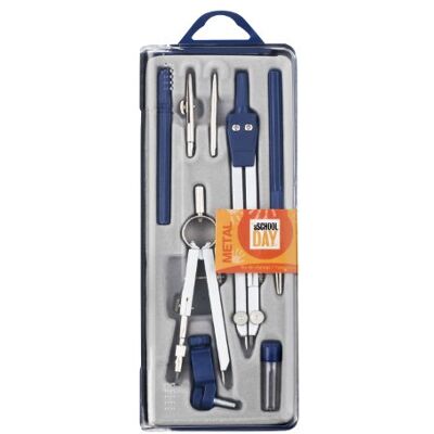 JPC A SCHOOL DAY 1 COFFRET COMPAS METAL SCOLAIRE 8 PIECES - Publicité JPC A SCHOOL DAY 1 COFFRET COMPAS METAL SCOLAIRE 8 PIECES - Publicité