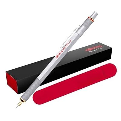 Rotring 800 Porte-mines 0,5 mm – Corps en métal argenté Porte-mine rétractable de qualité supérieure avec pochette cadeau en velours rouge Outil de dessin technique professionnel - Publicité Rotring 800 Porte-mines 0,5 mm – Corps en métal argenté Porte-mine rétractable de qualité supérieure avec pochette cadeau en velours rouge Outil de dessin technique professionnel - Publicité