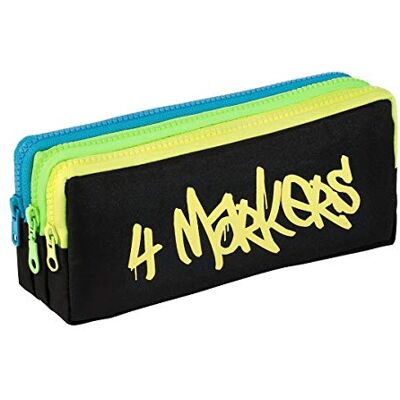 Viquel Trousse Scolaire 3 Compartiments Grande Capacité Graff Noir - Publicité Viquel Trousse Scolaire 3 Compartiments Grande Capacité Graff Noir - Publicité