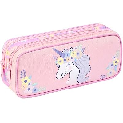 Viquel Trousse Scolaire Fille 2 Compartiments Grande Capacité Floral Unicorn – Double Poche Zippée – Rangement Stylos École Primaire & Collège Modèle Licorne Rose - Publicité Viquel Trousse Scolaire Fille 2 Compartiments Grande Capacité Floral Unicorn – Double Poche Zippée – Rangement Stylos École Primaire & Collège Modèle Licorne Rose - Publicité