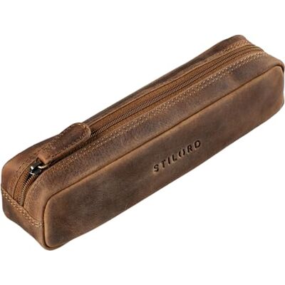 STILORD Étui en Cuir Trousse Stylo Vintage Plumier Pochette Ronde Porte-Plume Crayons Scolaire pour Hommes Femmes Bureau de Cuir Véritable Couleur:Marron Moyen - Publicité STILORD Étui en Cuir Trousse Stylo Vintage Plumier Pochette Ronde Porte-Plume Crayons Scolaire pour Hommes Femmes Bureau de Cuir Véritable Couleur:Marron Moyen - Publicité