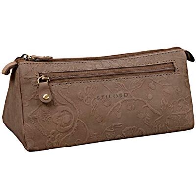 STILORD Trousse pour Femme en Cuir aux Motifs Fleuris Trousse de Maquillage Pochette Étui pour Crayons Cuir Véritable Vintage Couleur:Natura Marron - Publicité STILORD Trousse pour Femme en Cuir aux Motifs Fleuris Trousse de Maquillage Pochette Étui pour Crayons Cuir Véritable Vintage Couleur:Natura Marron - Publicité