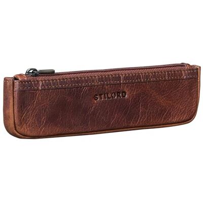 STILORD "Kane Vintage Trousse Cuir Stylo Petit Cognac avec Fermeture Éclair – Petite Trousse en Cuir Véritable Vintage Étui compacte pour Le Bureau et l’université - Publicité STILORD "Kane Vintage Trousse Cuir Stylo Petit Cognac avec Fermeture Éclair – Petite Trousse en Cuir Véritable Vintage Étui compacte pour Le Bureau et l’université - Publicité