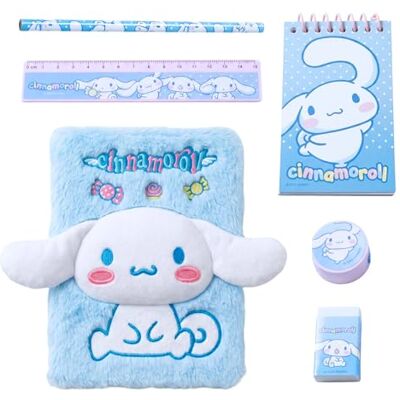 Hello Kitty Cinnamoroll Ensemble de Papeterie pour Filles, Comprenant Carnet en Peluche 3D, Règle, Taille-Crayon, Gomme, Bloc-Notes et Un Crayon, Cadeau pour Enfants - Publicité Hello Kitty Cinnamoroll Ensemble de Papeterie pour Filles, Comprenant Carnet en Peluche 3D, Règle, Taille-Crayon, Gomme, Bloc-Notes et Un Crayon, Cadeau pour Enfants - Publicité