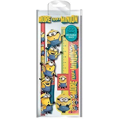 Pyramid Minions Coffret cadeau 5 pièces papeterie avec stylo, crayon, règle, taille-crayon et gomme (plus qu'un motif Minion) – Produit officiel - Publicité Pyramid Minions Coffret cadeau 5 pièces papeterie avec stylo, crayon, règle, taille-crayon et gomme (plus qu'un motif Minion) – Produit officiel - Publicité