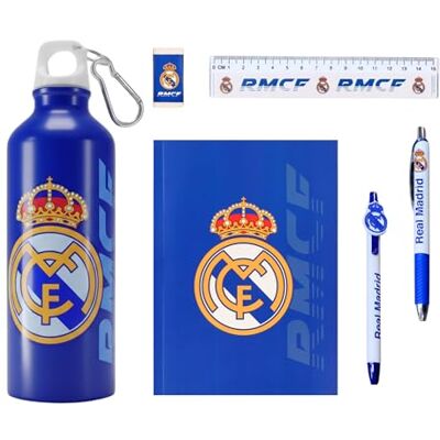 Real Madrid CF Ensemble de Papeterie pour Garçon, Comprend Un Cahier, Stylos, Règle, Gomme et Gourde de Eau 650 ML, Cadeau pour Enfants - Publicité Real Madrid CF Ensemble de Papeterie pour Garçon, Comprend Un Cahier, Stylos, Règle, Gomme et Gourde de Eau 650 ML, Cadeau pour Enfants - Publicité