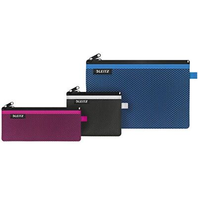 Leitz WOW Lot de 3 Pochettes Zippées en Nylon, Lavables, Portefeuille, Trousse et Poche de rangement en Plastique Couleurs Assorties - Publicité Leitz WOW Lot de 3 Pochettes Zippées en Nylon, Lavables, Portefeuille, Trousse et Poche de rangement en Plastique Couleurs Assorties - Publicité