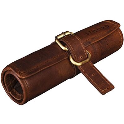 STILORD Felix Trousse en Cuir Etui Scolaire Stylo Sac Pochette Ronde Rouleau Vintage Plumier Organisateur Travail Université Couleur:Cognac Marron foncé - Publicité STILORD Felix Trousse en Cuir Etui Scolaire Stylo Sac Pochette Ronde Rouleau Vintage Plumier Organisateur Travail Université Couleur:Cognac Marron foncé - Publicité