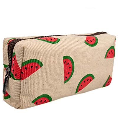 Trousse, pochette de maquillage en toile de LParkin, à super large capacité pour étudiants pastèque - Publicité Trousse, pochette de maquillage en toile de LParkin, à super large capacité pour étudiants pastèque - Publicité