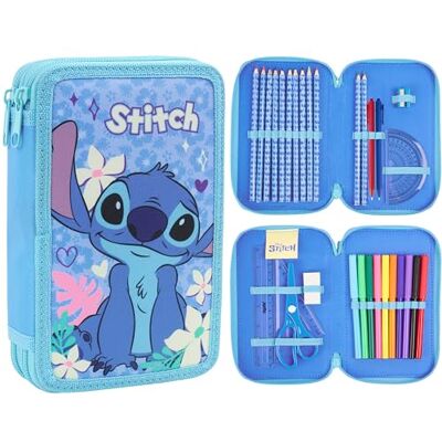Disney Stitch Trousse Scolaire Fille Garnie de Fournitures Scolaires, Grande Trousse de Coloriage Frozen, Crayons de Couleur, Feutres, Idée Cadeau (Bleu Stitch 2 Compartiment) - Publicité Disney Stitch Trousse Scolaire Fille Garnie de Fournitures Scolaires, Grande Trousse de Coloriage Frozen, Crayons de Couleur, Feutres, Idée Cadeau (Bleu Stitch 2 Compartiment) - Publicité