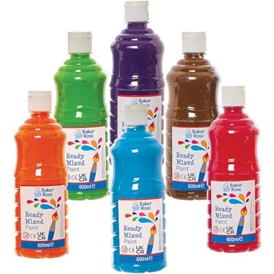 Baker Ross FN164 Ready Mixed Paints Pack B Pack de 6, peinture en bouteille, peinture pour enfants - Publicité Baker Ross FN164 Ready Mixed Paints Pack B Pack de 6, peinture en bouteille, peinture pour enfants - Publicité