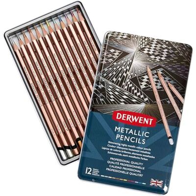 Derwent Metallic Set de 12 Crayons de Couleurs, Qualité Professionnelle, 2305599 - Publicité Derwent Metallic Set de 12 Crayons de Couleurs, Qualité Professionnelle, 2305599 - Publicité