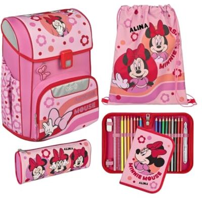 Undercover Cartable Set 5 pièces pour fille 1ère classe Avec contenu personnalisé Sac de gym Trousse à crayons École primaire Motif Scooli, Minnie Mouse (fleurs roses), Ensemble cartable - Publicité Undercover Cartable Set 5 pièces pour fille 1ère classe Avec contenu personnalisé Sac de gym Trousse à crayons École primaire Motif Scooli, Minnie Mouse (fleurs roses), Ensemble cartable - Publicité