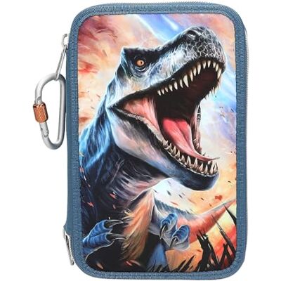 Depesche 13982 Dino World Trousse à Crayons remplie à 3 Compartiments en Bleu, avec Motif T-Rex sur Fond de Flammes, Trousse à Crayons avec Crayons de Couleur, Ciseaux, règle, etc. Publicité Depesche 13982 Dino World Trousse à Crayons remplie à 3 Compartiments en Bleu, avec Motif T-Rex sur Fond de Flammes, Trousse à Crayons avec Crayons de Couleur, Ciseaux, règle, etc. Publicité