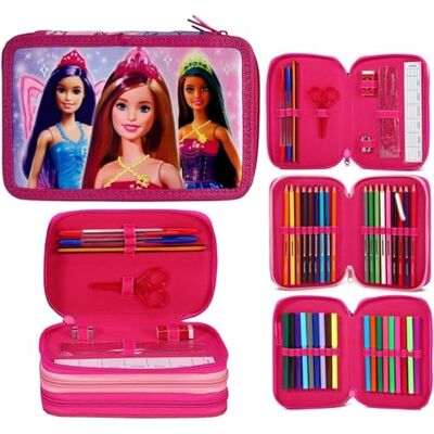 TDL Barbie Trousse à crayons 45 pièces Triple compartiment rempli de fermeture Éclair - Publicité TDL Barbie Trousse à crayons 45 pièces Triple compartiment rempli de fermeture Éclair - Publicité