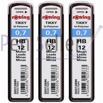 Rotring Tikky: Etui de 12 Mines, Diamètre: 0,70mm Pour Porte-Mines, Lot de 3 Etuis. Publicité Rotring Tikky: Etui de 12 Mines, Diamètre: 0,70mm Pour Porte-Mines, Lot de 3 Etuis. Publicité