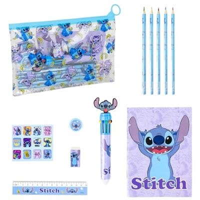 Disney Stitch Coffret de Papeterie, Comprenant 5 Crayons de Couleur, Une Règle, Un Stylo de Couleur, Des Autocollants, Une Gomme, Un Taille-Crayon, Un Carnet et Une Trousse, Coffret Cadeau Pour Filles - Publicité Disney Stitch Coffret de Papeterie, Comprenant 5 Crayons de Couleur, Une Règle, Un Stylo de Couleur, Des Autocollants, Une Gomme, Un Taille-Crayon, Un Carnet et Une Trousse, Coffret Cadeau Pour Filles - Publicité