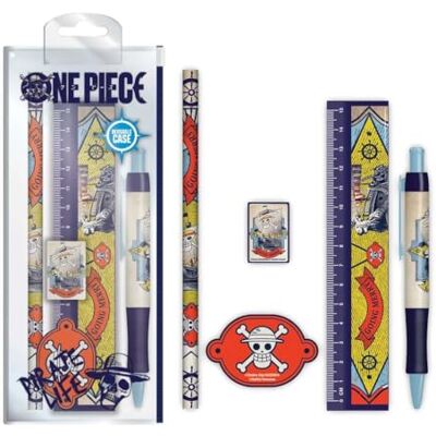 Pyramid Ensemble de papeterie One Piece (Going Merry Design) Trousse à crayons 5 pièces avec fournitures scolaires – Produit officiel - Publicité Pyramid Ensemble de papeterie One Piece (Going Merry Design) Trousse à crayons 5 pièces avec fournitures scolaires – Produit officiel - Publicité