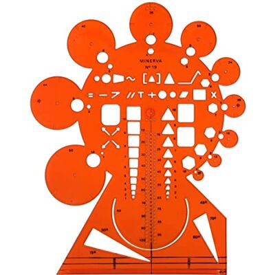 Minerva - Trace-circonférences No 19 - orange - Protractor - Publicité Minerva - Trace-circonférences No 19 - orange - Protractor - Publicité