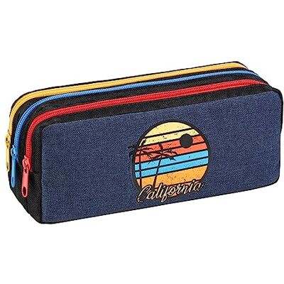 Viquel Trousse Scolaire California Enfant Rectangulaire 3 Compartiments Grande capaciété Fermeture zippée en Nylon résistant 22x9x6cm Bleu… - Publicité Viquel Trousse Scolaire California Enfant Rectangulaire 3 Compartiments Grande capaciété Fermeture zippée en Nylon résistant 22x9x6cm Bleu… - Publicité