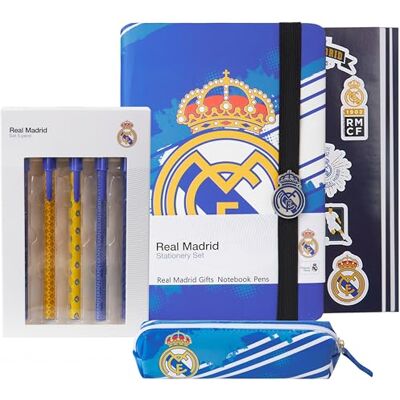 Real Madrid Set Papeterie Trousse Scolaire Cahier de Texte Stylos Autocollants Fourniture Scolaire Bureau Cadeau Foot Garçon Ado ou Homme - Publicité Real Madrid Set Papeterie Trousse Scolaire Cahier de Texte Stylos Autocollants Fourniture Scolaire Bureau Cadeau Foot Garçon Ado ou Homme - Publicité