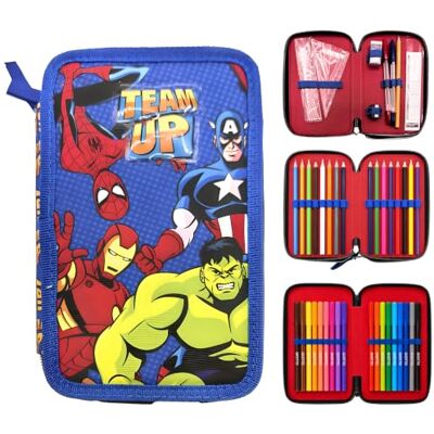 Marvel Avengers Trousse Garnie Deluxe 3 Compartiments Enfant Trousse Scolaire Remplie avec Crayons de Couleur et Fournitures Scolaires Trousse Organisée pour l'École - Publicité Marvel Avengers Trousse Garnie Deluxe 3 Compartiments Enfant Trousse Scolaire Remplie avec Crayons de Couleur et Fournitures Scolaires Trousse Organisée pour l'École - Publicité