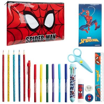 Marvel Spiderman Trousse Scolaire Garcon avec Fournitures Scolaires Incluse, Crayons de Couleur, Stylo, Kit Papeterie, Cadeau pour Enfant - Publicité Marvel Spiderman Trousse Scolaire Garcon avec Fournitures Scolaires Incluse, Crayons de Couleur, Stylo, Kit Papeterie, Cadeau pour Enfant - Publicité