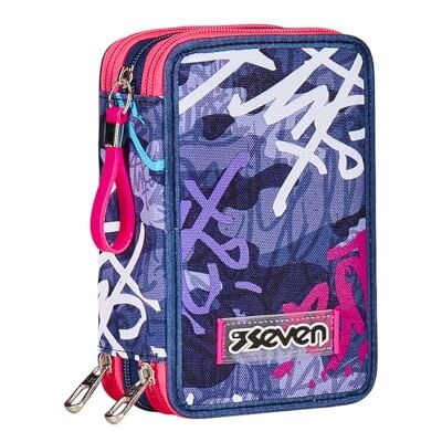 Seven Federmäppchen, Mäppchen, Mehrfarbig, Federtasche für Schreibwaren, Etui komplett mit Bleistiften, Filzstiften, Schulmaterial, mit 3 Fächern, Mädchen, Schule Grundschule, Violet, Taille Unique - Publicité Seven Federmäppchen, Mäppchen, Mehrfarbig, Federtasche für Schreibwaren, Etui komplett mit Bleistiften, Filzstiften, Schulmaterial, mit 3 Fächern, Mädchen, Schule Grundschule, Violet, Taille Unique - Publicité
