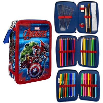 CARTOON Trousse 3 zip pour l'école complète 44 pièces de papeterie stylo Papermate marqueurs Giotto accessoire pour enfants et adolescents, Avengers, 20 x 13 x 6 cm, trousse - Publicité CARTOON Trousse 3 zip pour l'école complète 44 pièces de papeterie stylo Papermate marqueurs Giotto accessoire pour enfants et adolescents, Avengers, 20 x 13 x 6 cm, trousse - Publicité