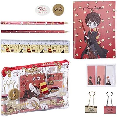 Harry Potter Ensemble de Papeterie, Comprend Crayons, Règle, Cahier A6, Gomme, Taille-Crayon, Notes Autocollantes, Clips, étui à Crayons, Ensemble Scolaire - Publicité Harry Potter Ensemble de Papeterie, Comprend Crayons, Règle, Cahier A6, Gomme, Taille-Crayon, Notes Autocollantes, Clips, étui à Crayons, Ensemble Scolaire - Publicité