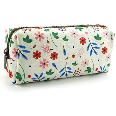 LParkin Trousse en toile pour étudiants Grande capacité Motif à fleurs Pour crayons ou maquillage Blanc - Publicité LParkin Trousse en toile pour étudiants Grande capacité Motif à fleurs Pour crayons ou maquillage Blanc - Publicité
